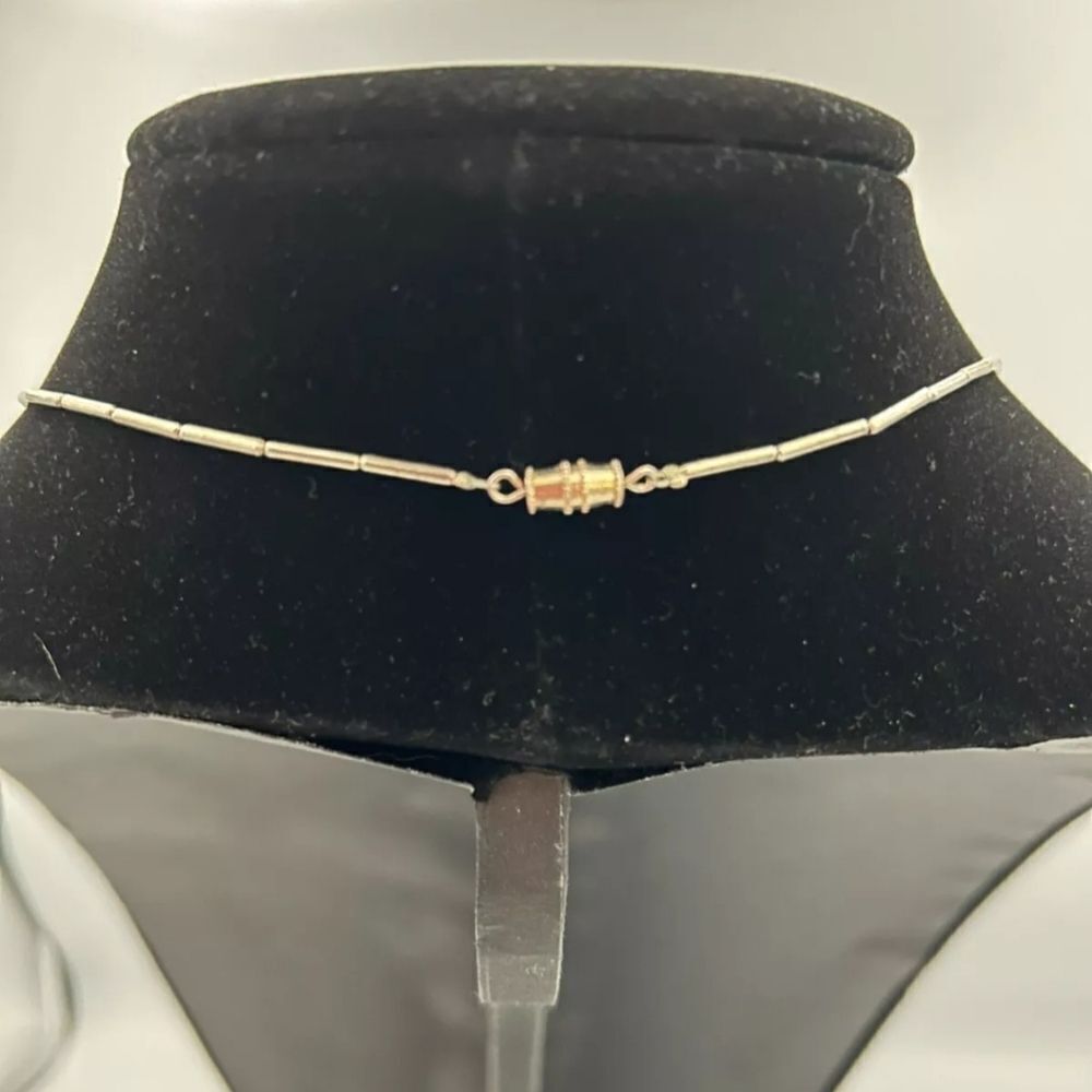 Beaded Dream Catcher Choker Necklace Silver Tone W/Hematite Beads 8-1/2" Drop - Picture 8 of 8